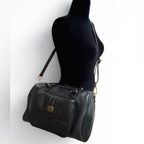 TORY BURCH Amanda Satchel Black Pebbled Leather – 2-Way Carry. Excellent Pre-❤️ - Picture 7 of 9